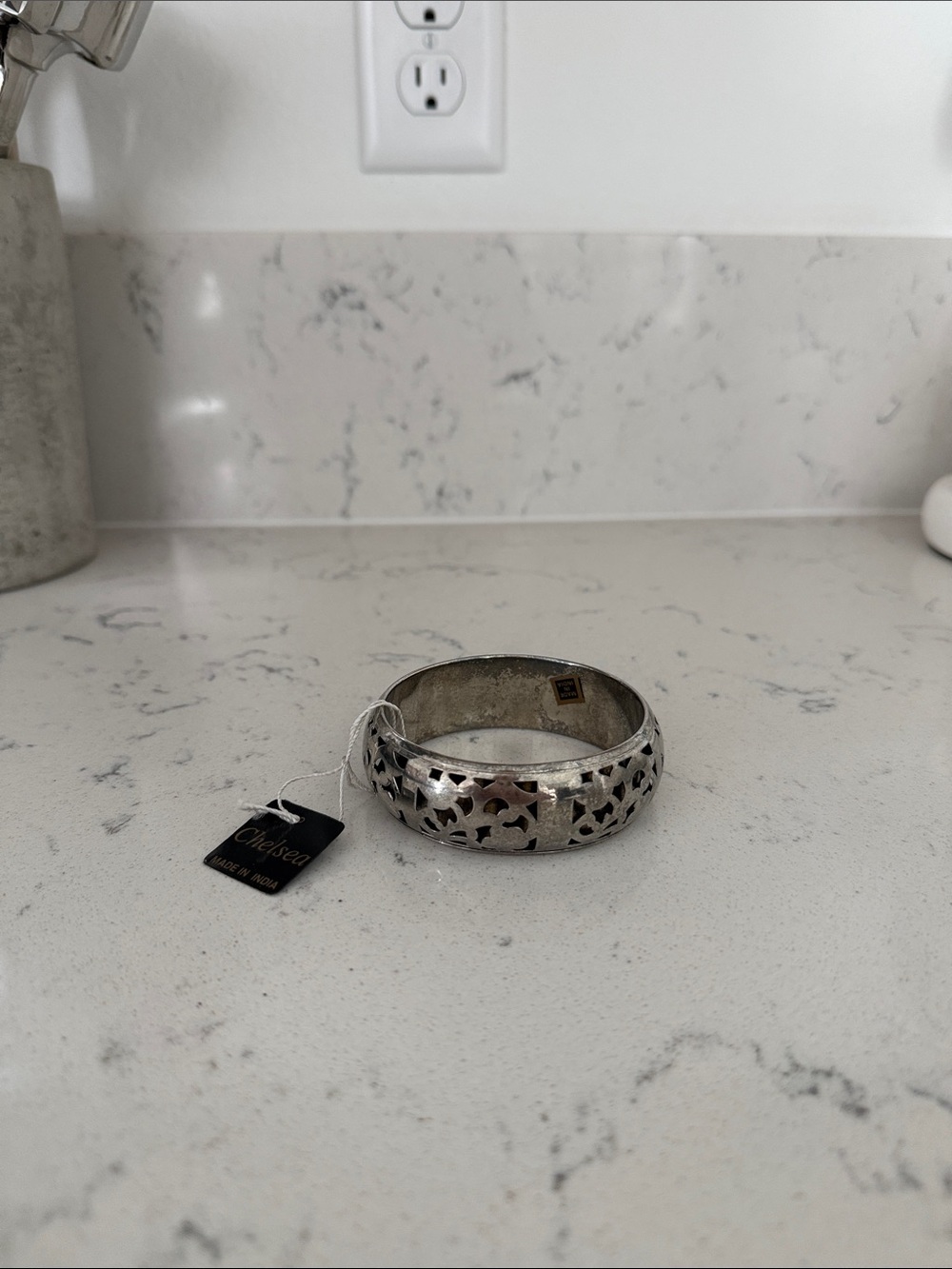 Silver-Tone Filigree Bangle Bracelet - Silver